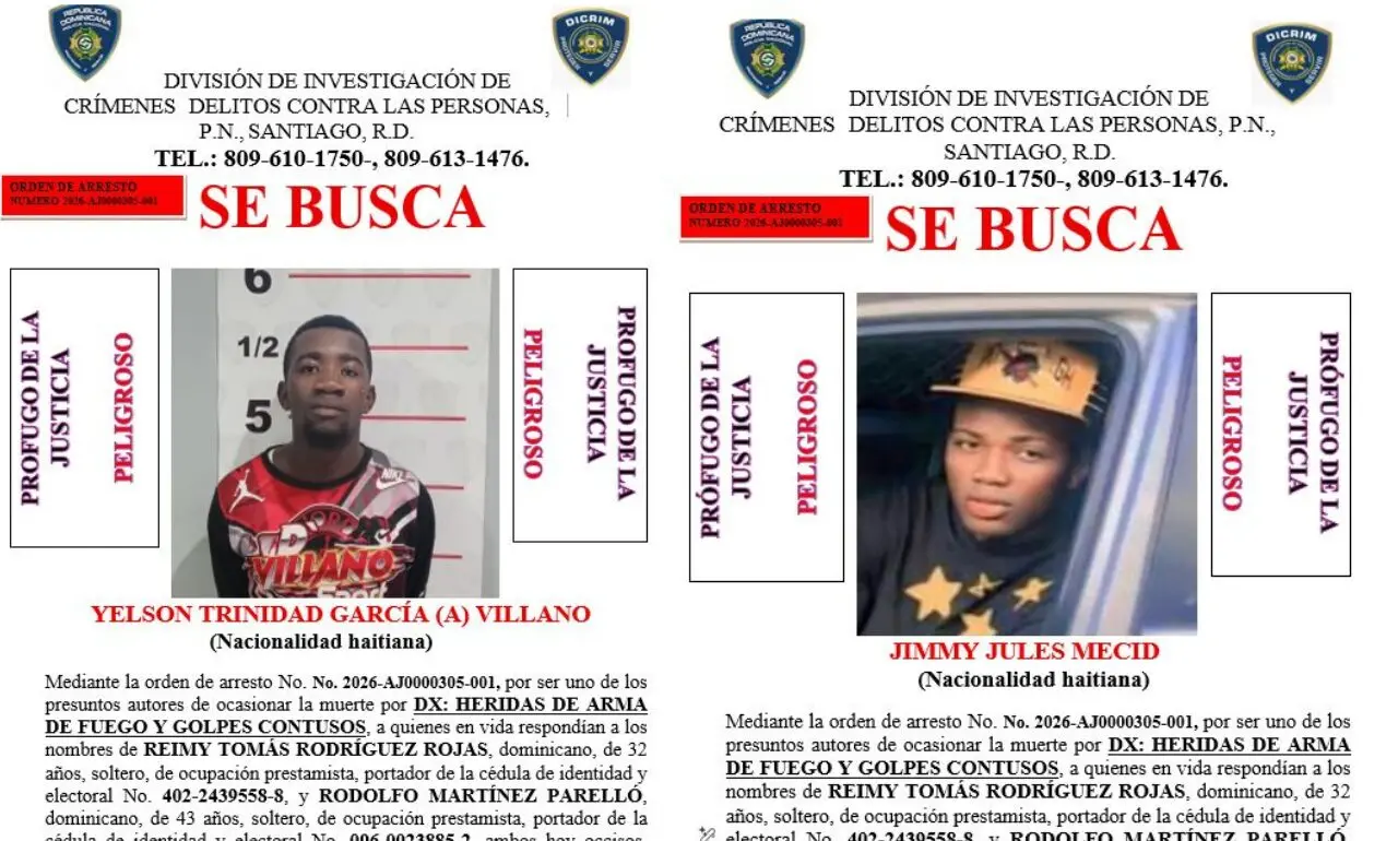 PN y Ministerio Público emiten órdenes de arresto contra “Villano” y “Jimmy”, implicados en muerte de dos hombres en Santiago