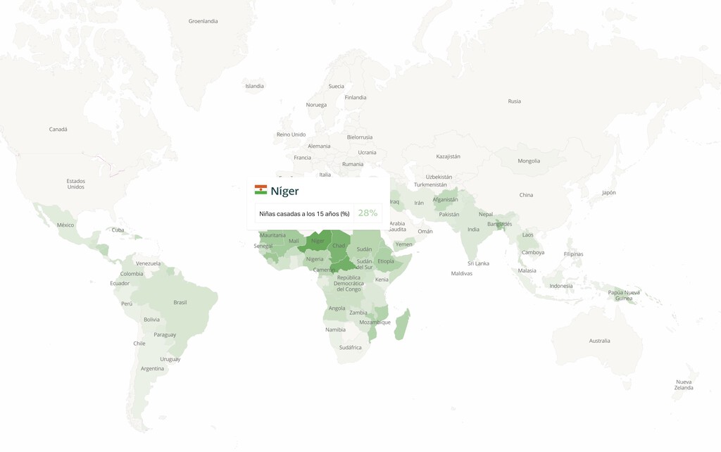 El mapa que refleja en cuántos países es legal el matrimonio infantil. Respuesta: tres veces más que los países que permiten el…