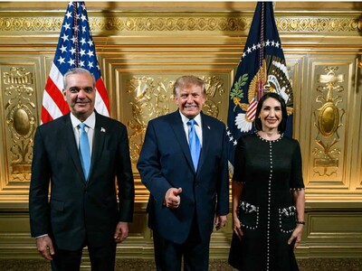Abinader y Raquel Arbaje participan en recepción ofrecida por Trump