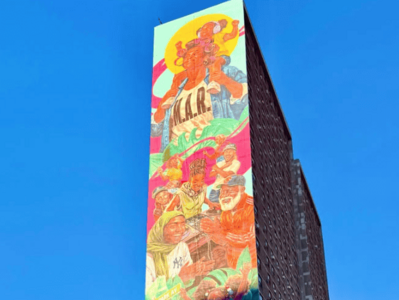 Artista dominicano Angurria pinta mural en Bronx