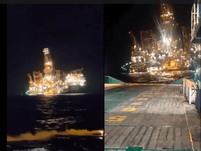En Gabón: captan el momento en el que se desploma plataforma petrolera