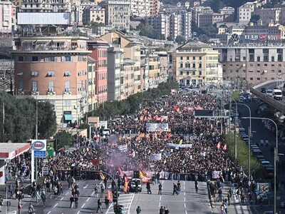 Miles de estudiantes y trabajadores protestan en Italia