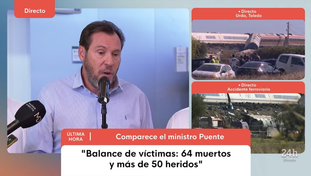 Óscar Puente, ministro de Transportes: "El tren tenía un meta cero. No podía reanudar la marcha y se le da la orden de hacerlo con…