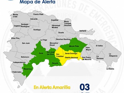 Pronóstico de lluvias en República Dominicana y alerta amarilla
